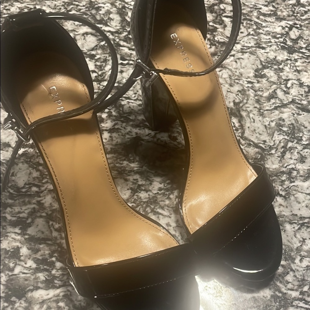 Express black strappy heels
